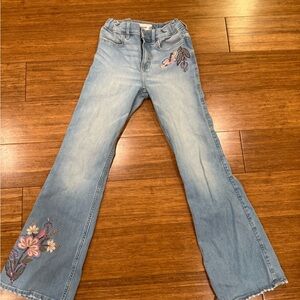 Abercrombie Kids Light Blue Flare Jeans with Floral Embroidery